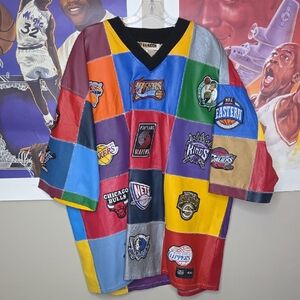 Vintage Jeff Hamilton Blue and Black Leather Jersey